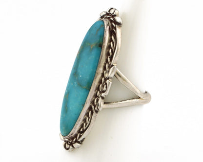 Navajo Ring 925 Silver Blue Gem Turquoise Native Artist Signed Billy Eagle C.80s