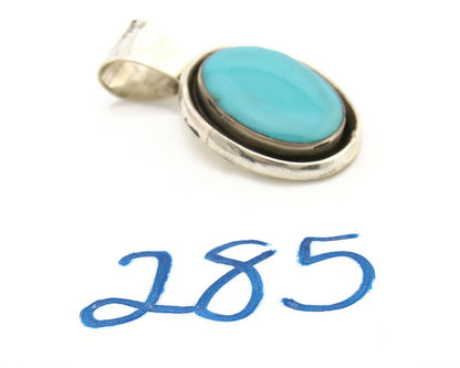 Navajo Pendant .925 Silver Blue Southwest Turquoise Signed Artist V C.80's