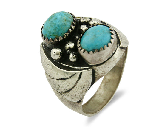 Navajo Ring .925 Silver Turquoise Mountain Artist Native American C.80's