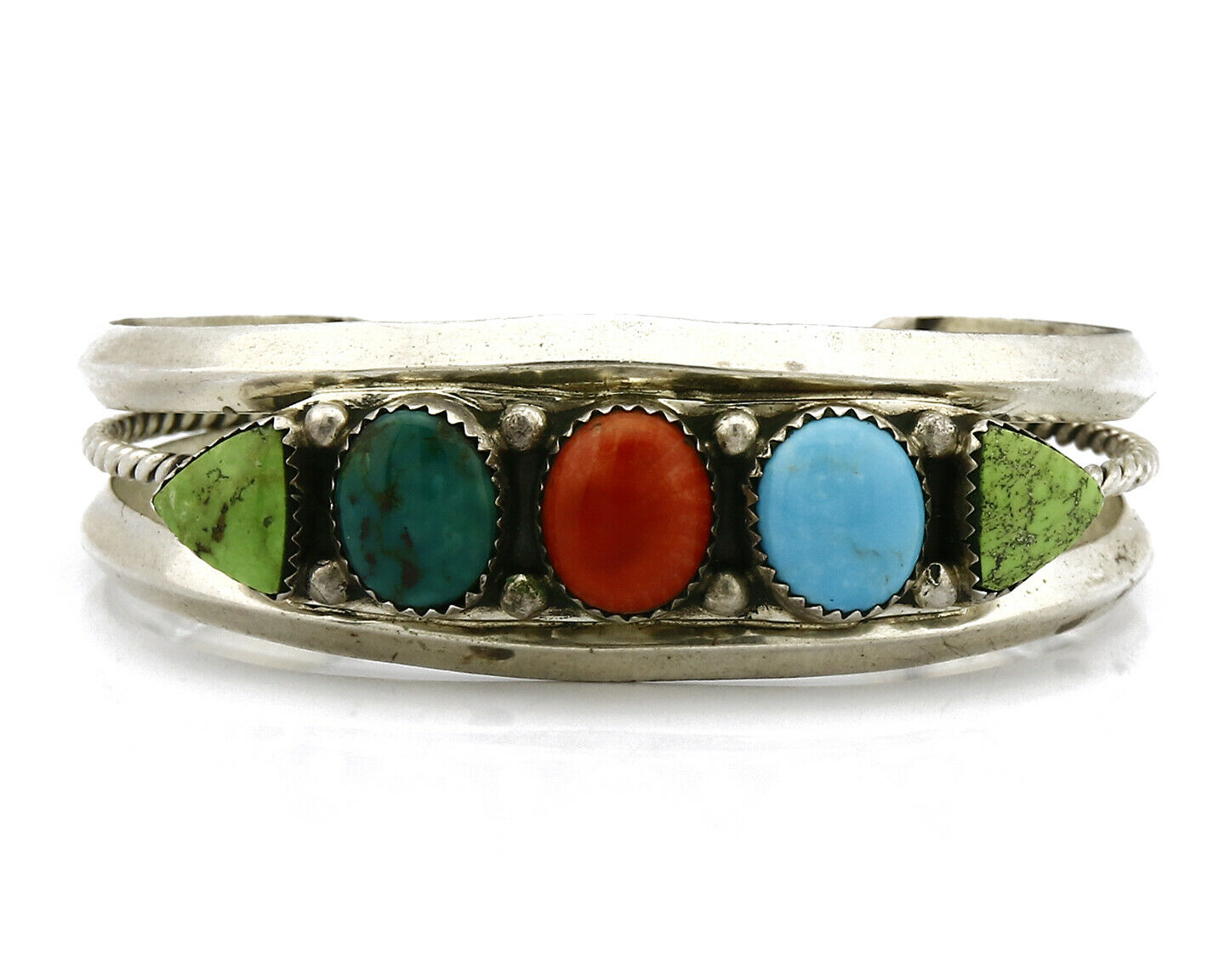 Women's Gemstone Bracelet .925 Silver Signed C Jones Cuff C.80's