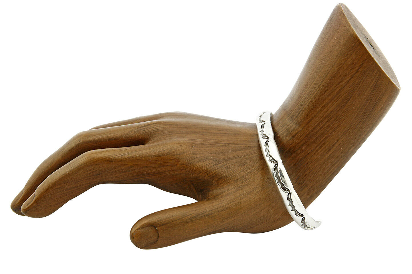Navajo 6.4 mm Wide 925 Solid Sterling Silver Handmade Hand Stamped Cuff Bracelet