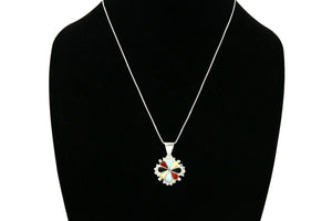 Women's Zuni Inlaid Pendant .925 Silver Gemstone Signed AN Necklace