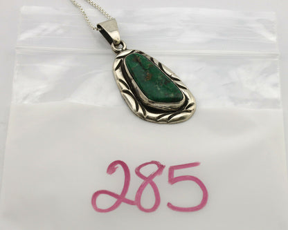 Navajo Necklace .925 Silver Green Turquoise Signed C Montoya C.1980's