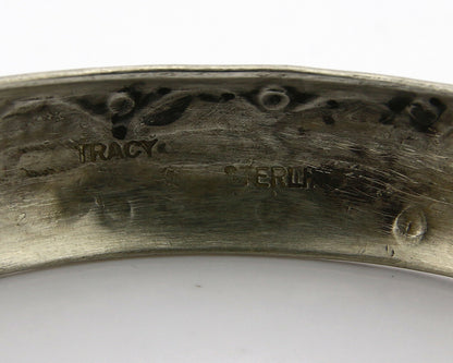 Navajo Bracelet .925 Silver Hand Stamped Artist Signed Tracy C.80's