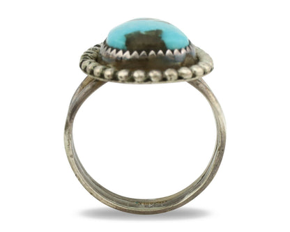 Navajo Ring .925 Silver Morenci Turquoise Native American Artist C.1980's