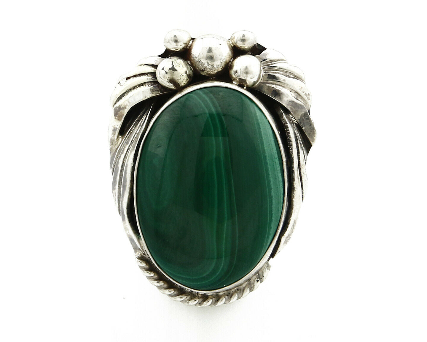 Navajo Malachite Ring .925 Silver Handmade Signed Billie Eagle C.80's