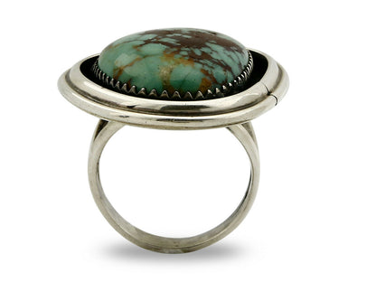 Navajo Turquoise Ring .925 Silver Turquoise Handmade Shadow Box