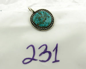 Navajo Pendant .925 Silver Kingman Turquoise Signed Artist Yazzie C.80's