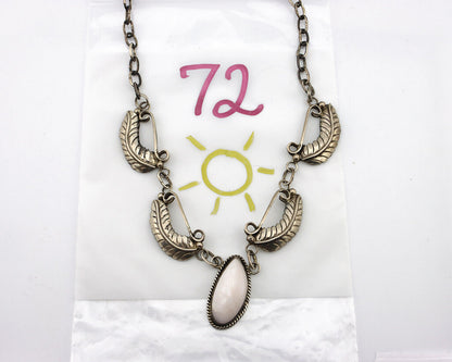 Navajo Necklace 925 Silver Pink Mussel Artist Signed VP C.80's