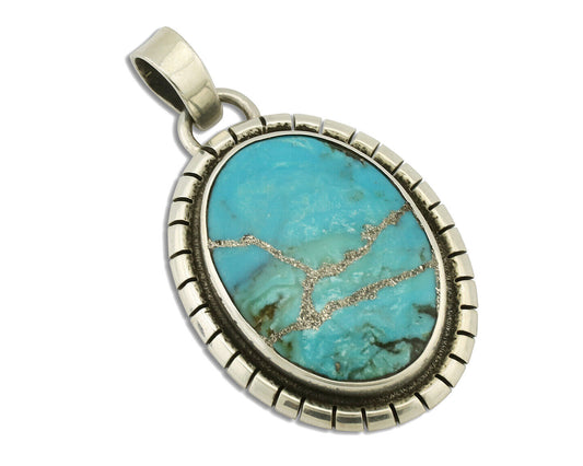 Navajo Necklace .925 Silver Turquoise Native American Artist C.1980's