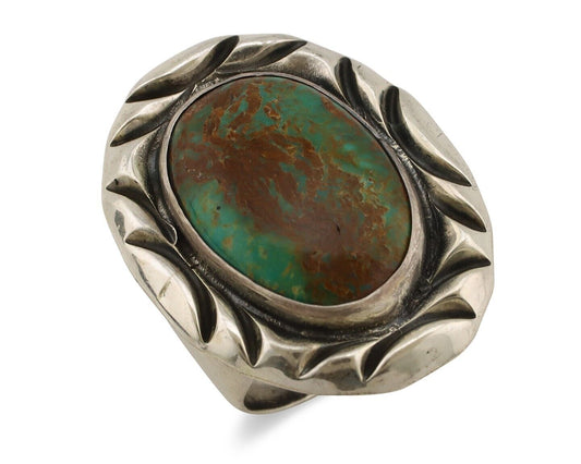Navajo Ring 925 Silver Kingman Turquoise Native Artist Signed C Montoya C.80's