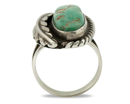 Navajo Ring .925 Silver Natural Turquoise Signed Native Artist C.80's