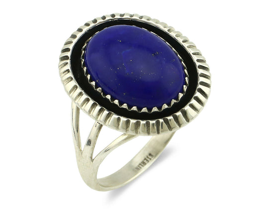 Navajo Ring .925 Silver Natural Lapis Lazuli Native American Artist C.80's