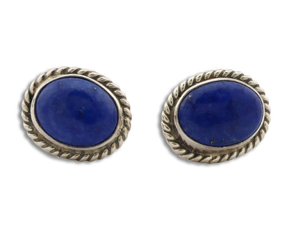 Navajo Earrings 925 Silver Natural Mined Lapis Native American Artist C80s