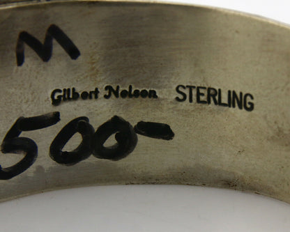 Navajo Bracelet .925 Silver Lapis Lazuli Signed Artist Gilbert Nelson 80's