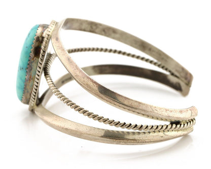 Navajo Cuff Bracelet 925 Silver Spiderweb Turquoise Native American Artist C.80s