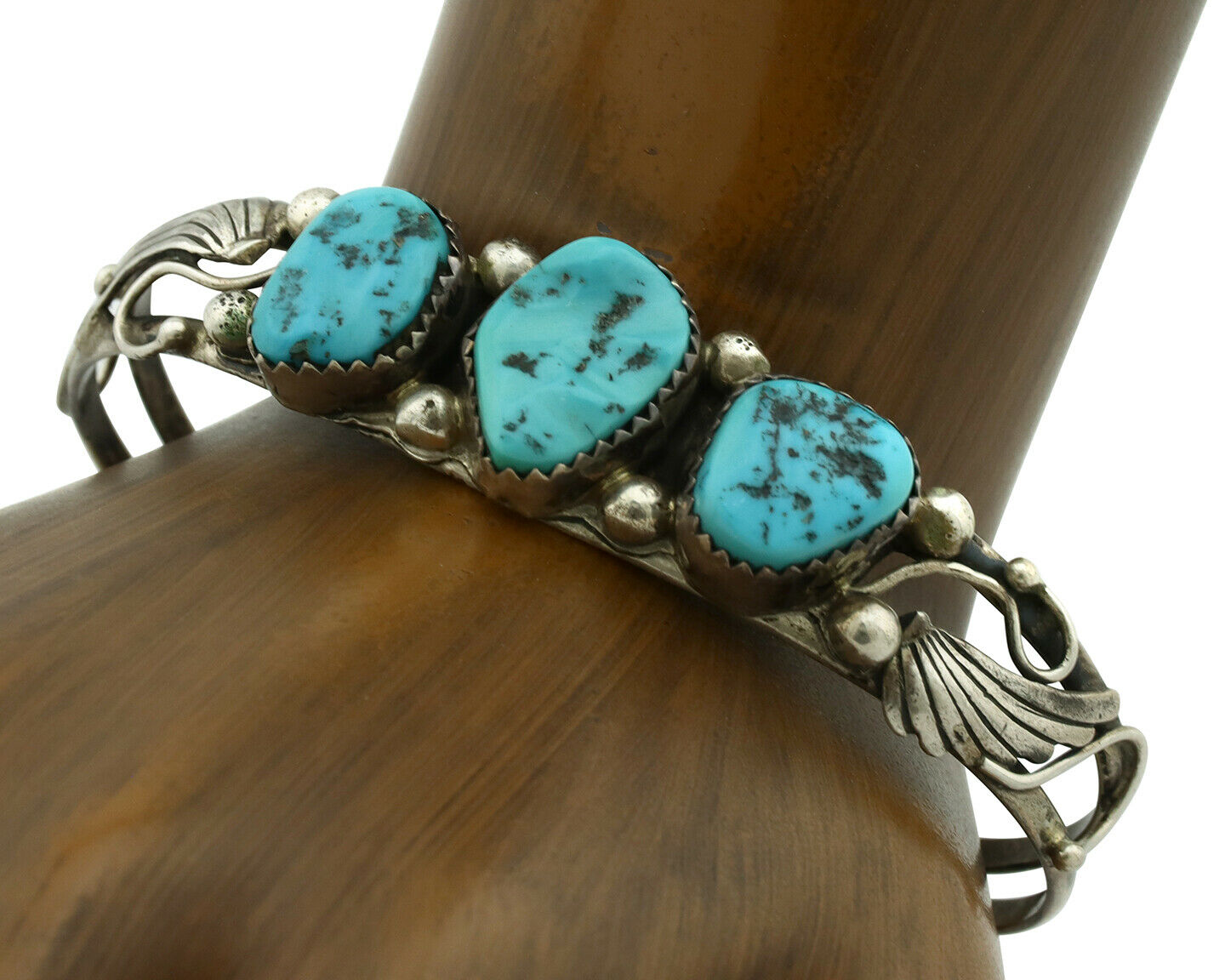 Navajo Bracelet .925 Silver Blue Turquoise Native American Artist C.80's
