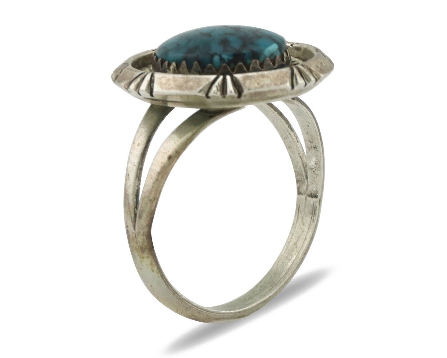Navajo Ring 925 Silver Spiderweb Turquoise Signed C Montoya & TI C.80's