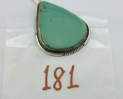 Navajo Kingman Turquoise Pendant .925 Silver Signed Doug Zachary C.80's