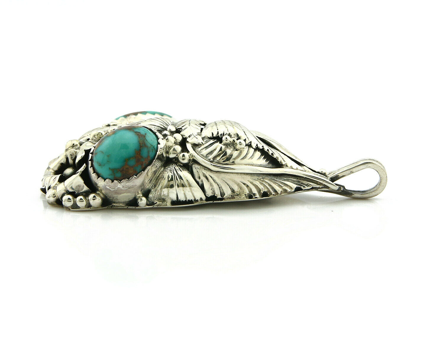 Navajo Pendant .925 Silver Bisbee Turquoise Signed Tom Willeto C.80's