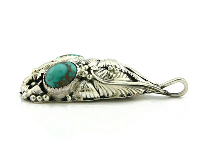 Navajo Pendant .925 Silver Bisbee Turquoise Signed Tom Willeto C.80's