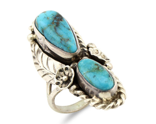 Navajo Handmade Ring 925 Silver Natural Blue Turquoise Native American C.80's