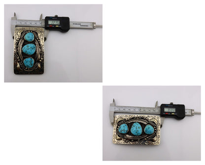 Men Navajo Belt Buckle 999 Nickel Blue Turquoise Artist Signed Teepee Handmade