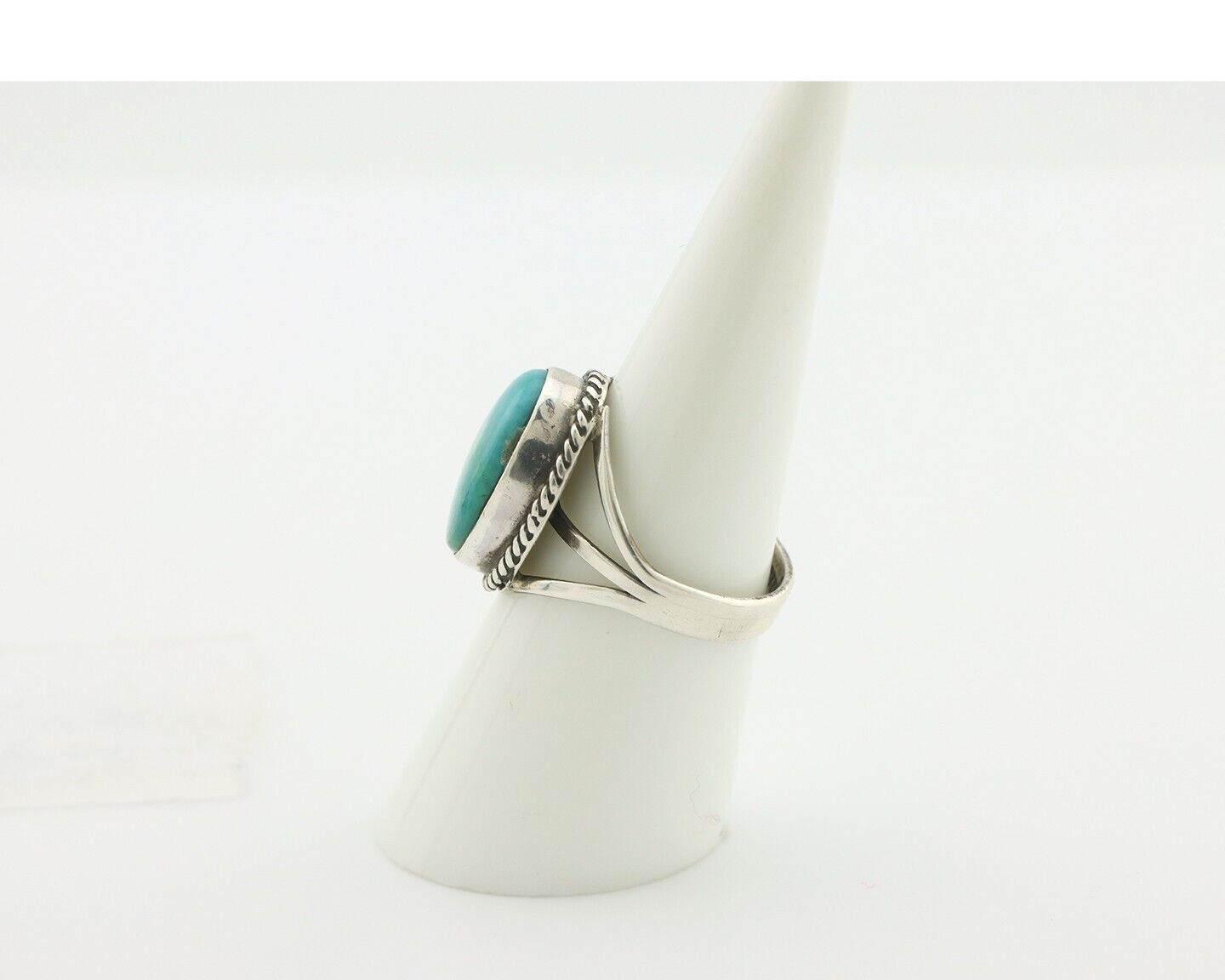 Navajo Handmade Ring .925 Silver Kingman Turquoise Native Artist C.80's
