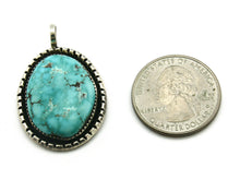 Navajo Pendant .925 Silver Kingman Turquoise Signed Artist Yazzie C.80's
