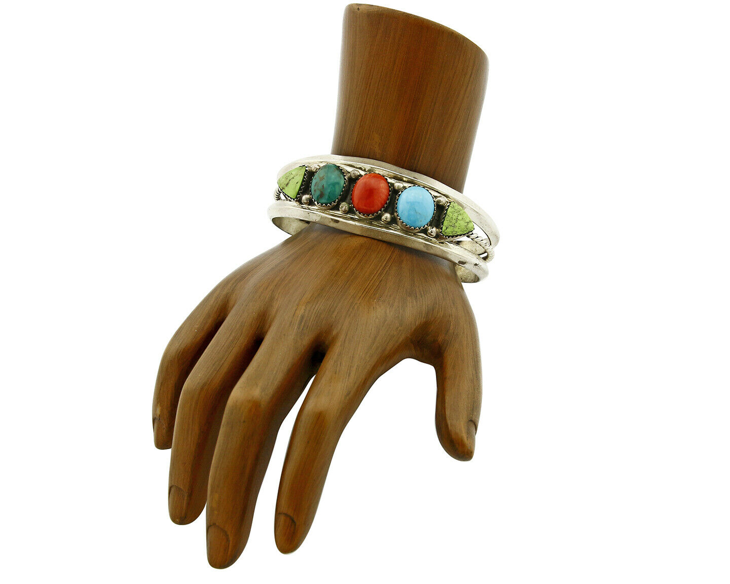 Women's Gemstone Bracelet .925 Silver Signed C Jones Cuff C.80's