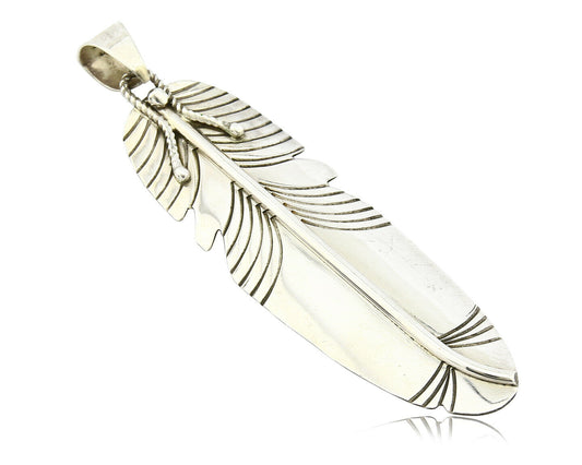 Navajo Feather Pendant .925 Silver Artist Native American C.80's