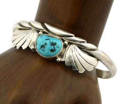 Navajo Bracelet 925 Silver Sleeping Beauty Turquoise Artist Signed M Montoya C80