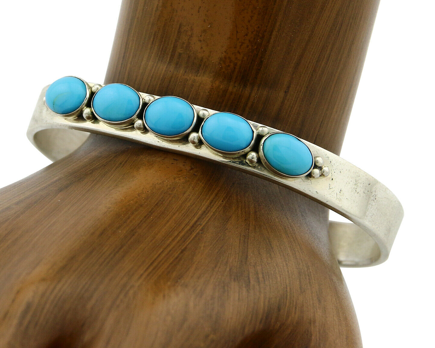 Navajo Bracelet .925 SOLID Silver Turquoise Signed Artist Bea Tom C.80's