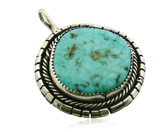 Navajo Pendant .925 Silver Kingman Turquoise Signed Artist Tom Willeto C.80's