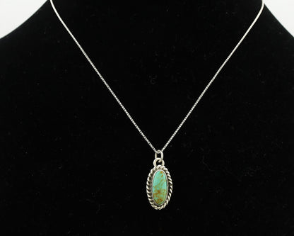 Navajo Necklace .925 Silver Arizona Turquoise Signed Gecko C.1980's