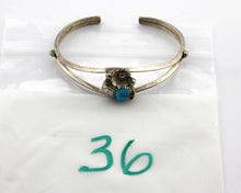 Navajo Bracelet .925 Silver Turquoise Mountain Signed T C.80's