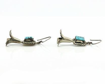 Navajo Concho Earrings .925 Silver Natural Turquoise Native Artist C.80's