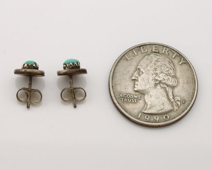 Zuni Earrings 925 Silver Natural Kingman Turquoise Native American Artist C.80's