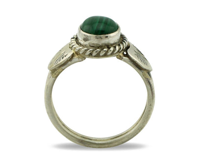 Navajo Ring 925 Silver Natural Mined Malachite Native American Artist C.80's