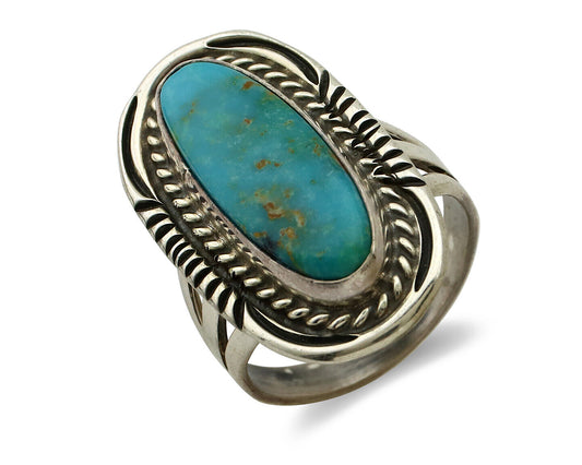 Navajo Ring 925 Silver Turquoise Mountain Artist Signed M Begay C.80's