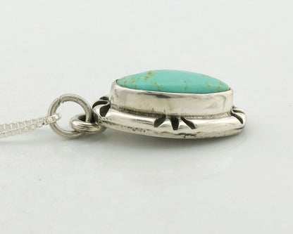 Navajo Necklace .925 Silver Arizona Turquoise Signed Gecko C.1980's