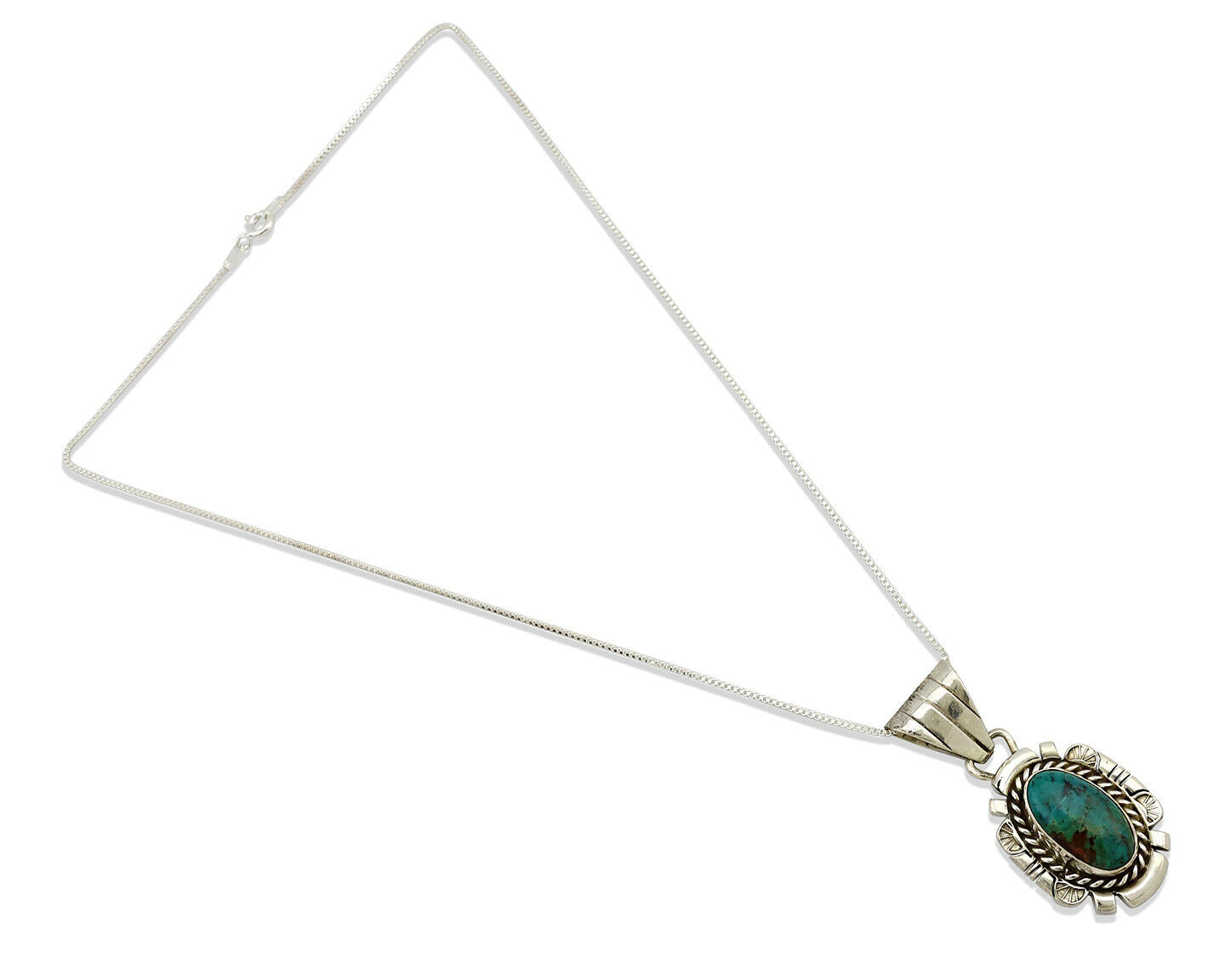 Navajo Necklace .925 Silver Blue Turquoise Signed AE C.1980's