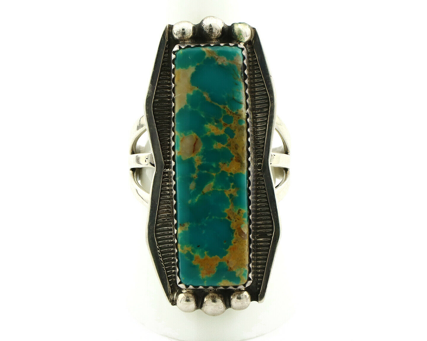 Navajo Ring .925 Silver Natural Aqua Turquoise Signed B C.80's