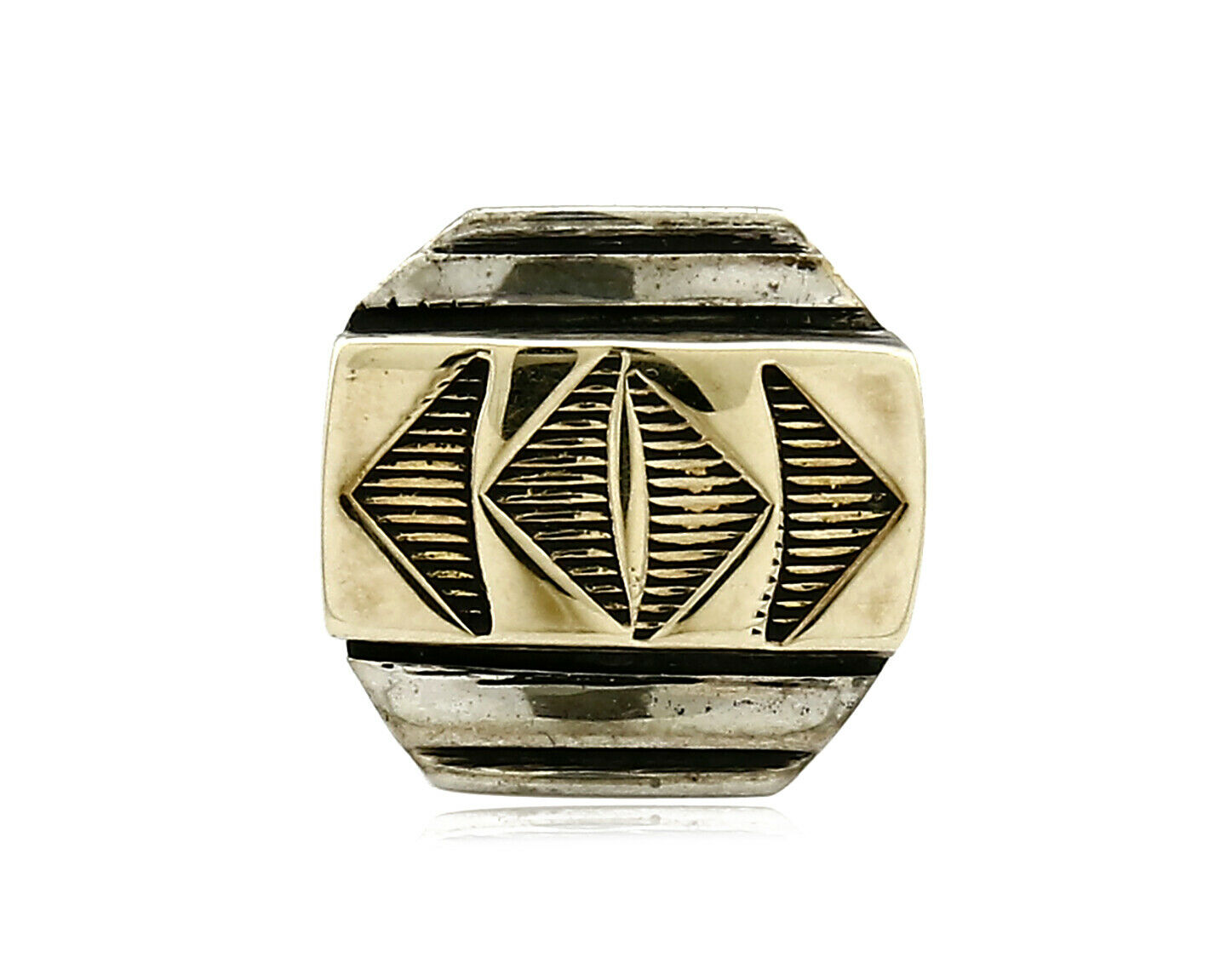 Navajo Tie Tack .925 Silver & 14k Solid Yellow Gold Artist MM Rogers & TS