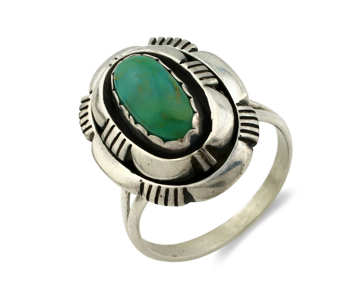 Navajo Ring .925 Silver Royston Turquoise Artist Signed L. M. Nez C80s