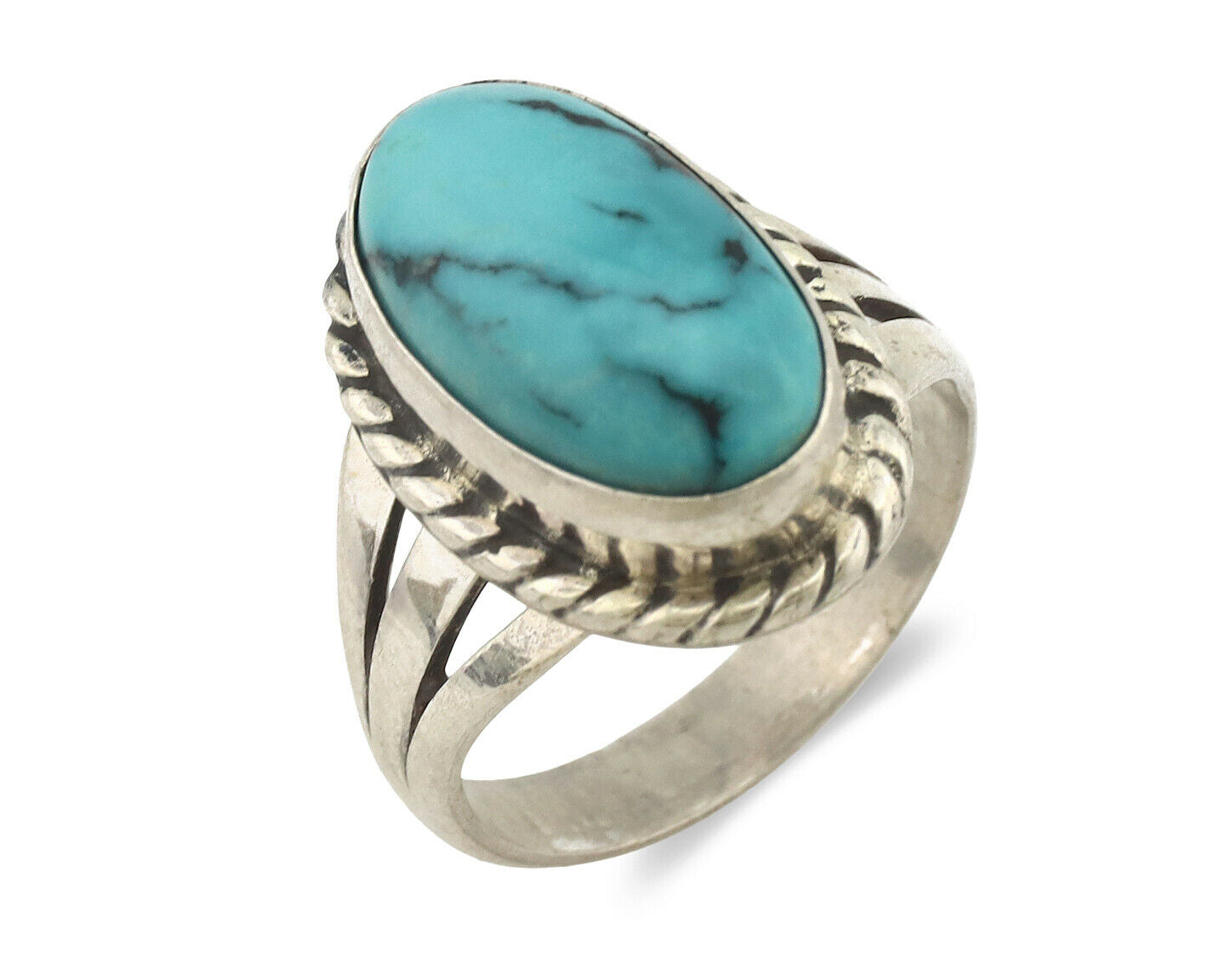 Navajo Ring .925 Silver Natural Mined Turquoise Native Artist C.80's