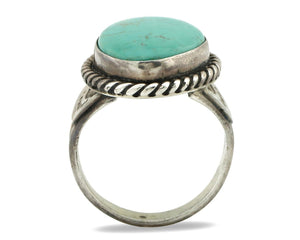 Navajo Ring .925 Silver Blue Turquoise Native Artist Signed C.80's