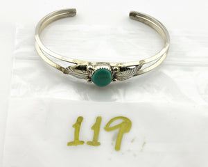 Navajo Bracelet .925 Silver Kingman Turquoise Native Handmade Artist Signed B
