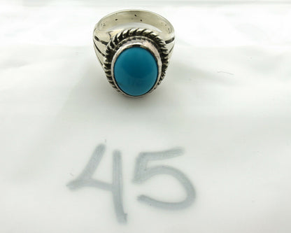 Navajo Ring .925 Silver Blue Southwest Turquoise Native Artist C.80's