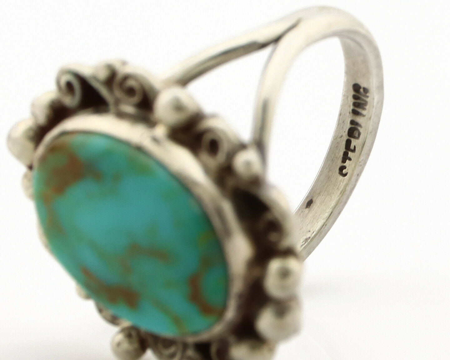 Navajo Ring .925 Silver Kingman Turquoise Artist Signed Billy Eagle C.90's